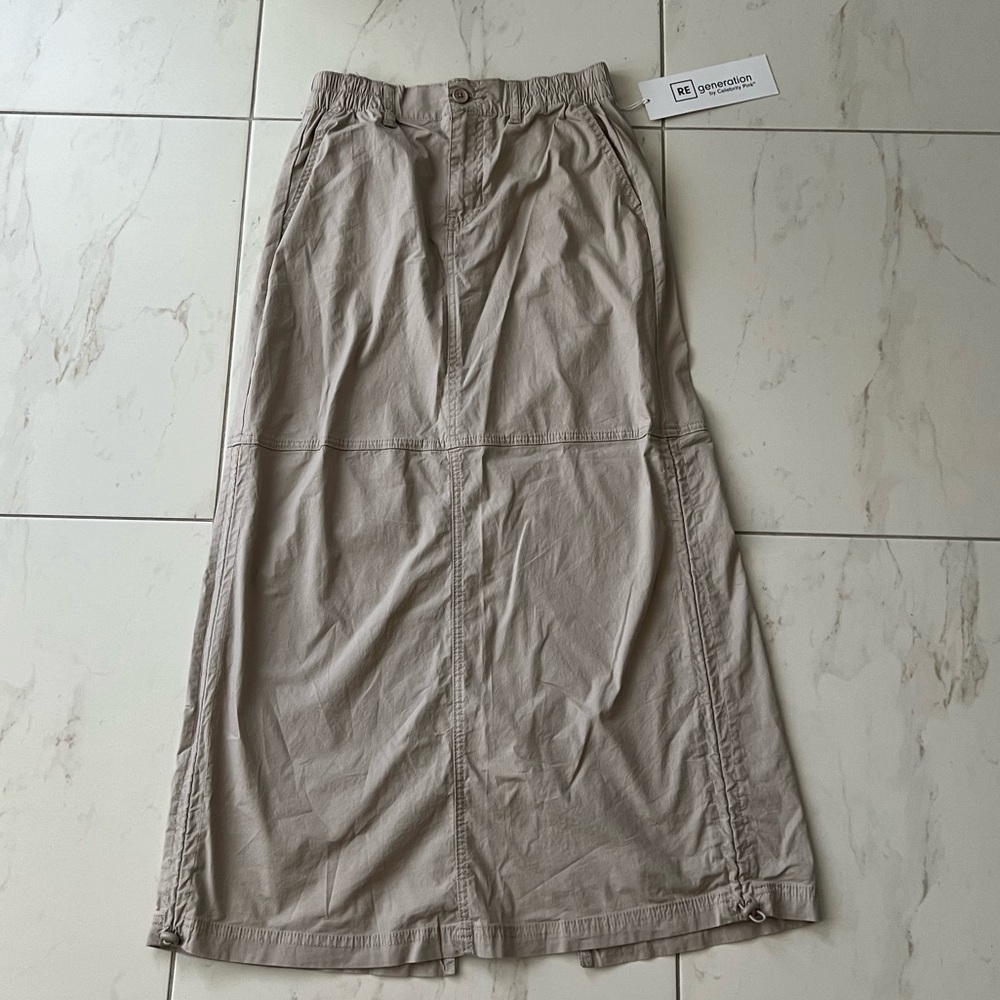 BNWT Parachute Skirt - Beige Maxi Skirt with back slit